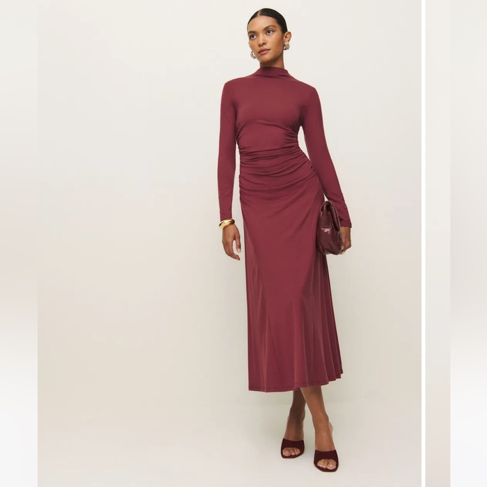 Reformation Maroon Long Sleeve Dress